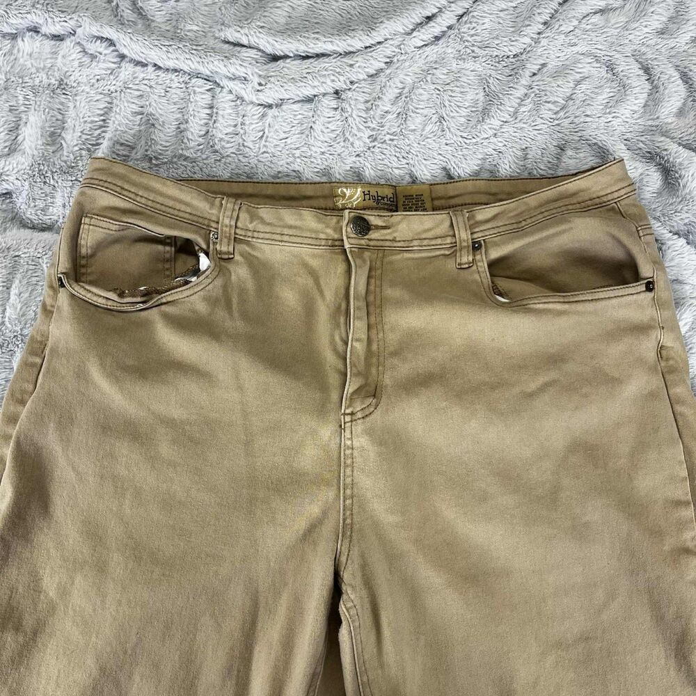 Hybrid & Company Pants Women 22 Bootcut Stretch Khaki Tan Cotton Blend Casual - Picture 3 of 8
